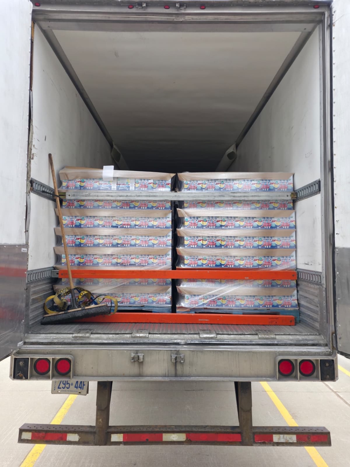 Palletized freight loaded for delivery